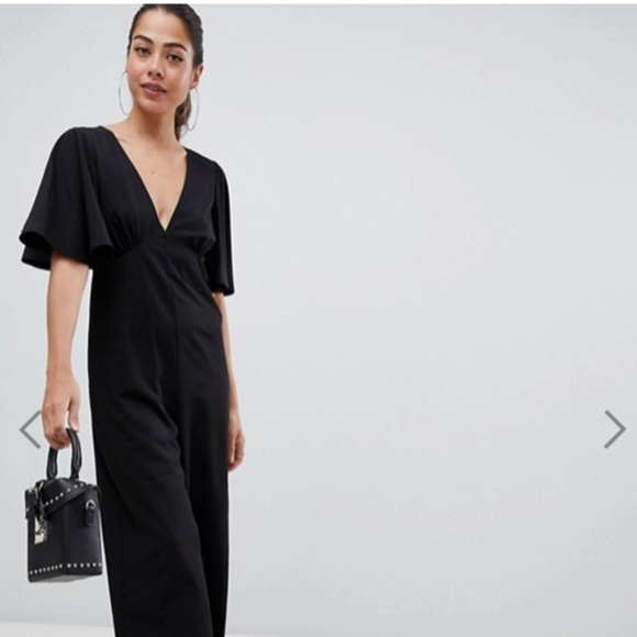 ASOS Pants - ASOS DESIGN Tea Jumpsuit in Black, Size 8